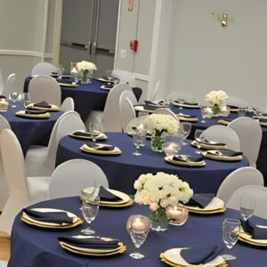 Banquet Setup + White & Floral Centerpiece